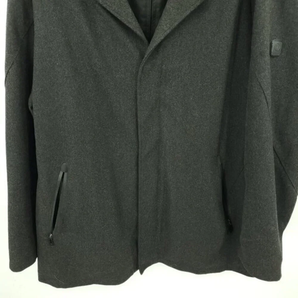 TUMI Tech Grey Wool Insulated Quilt Lined Zip-Up Jacket/Pea Coat XXL